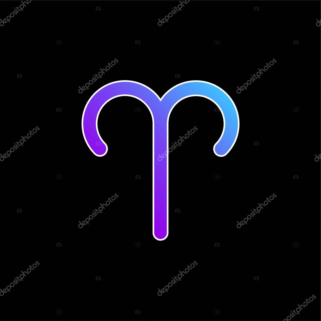 Aries Symbol blue gradient vector icon