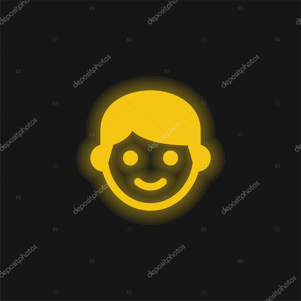 Boy yellow glowing neon icon