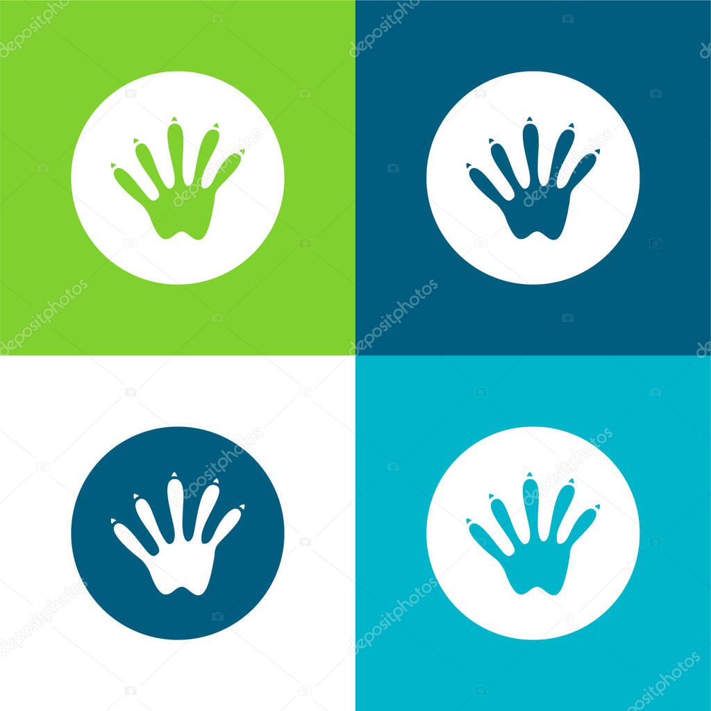 Animal Footprint Flat four color minimal icon set