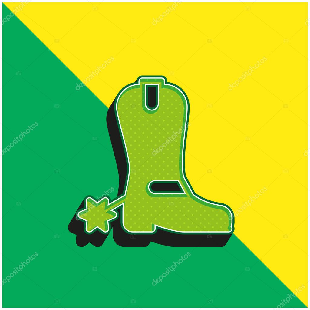 Boots Green and yellow modern 3d vector icon logo