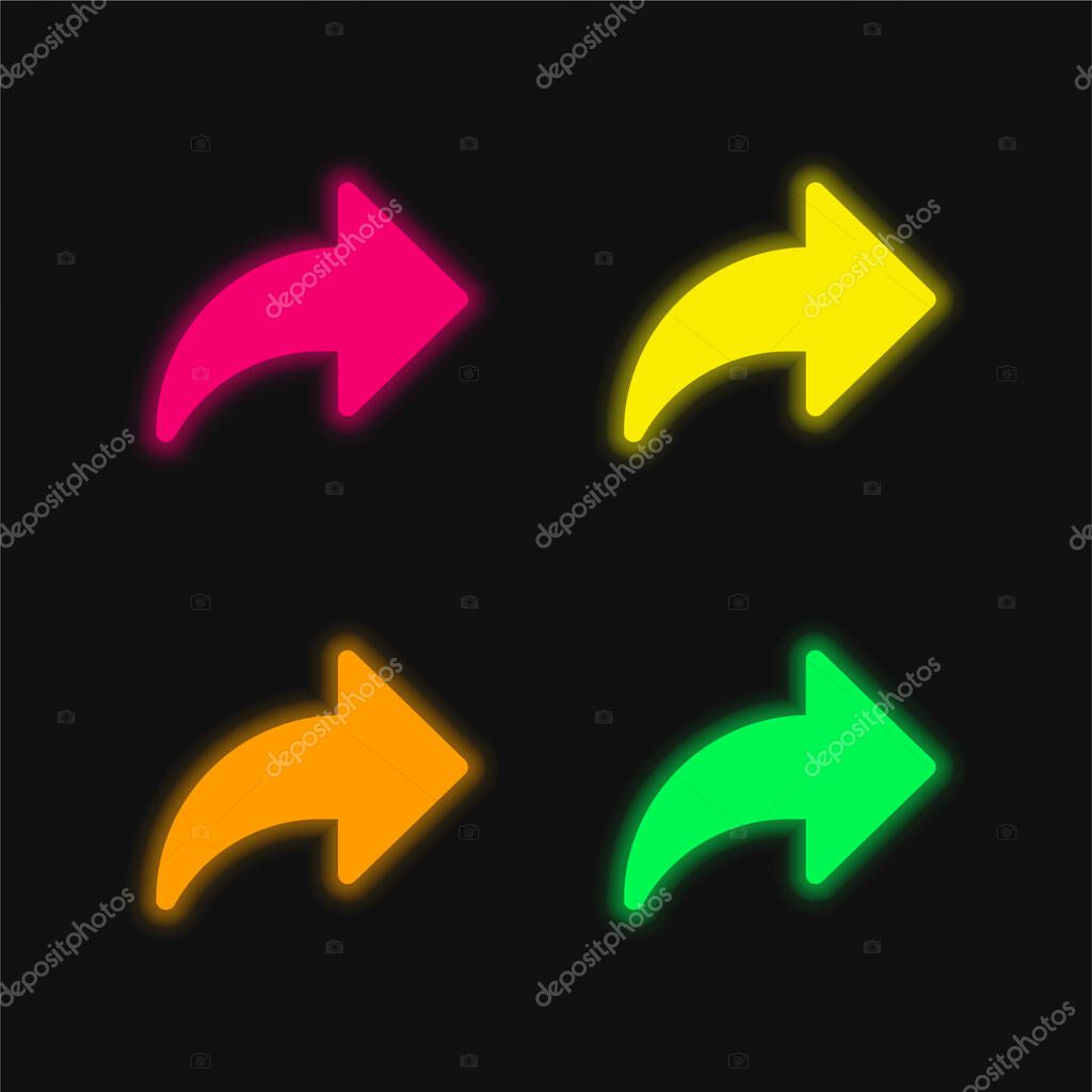 Arrow four color glowing neon vector icon