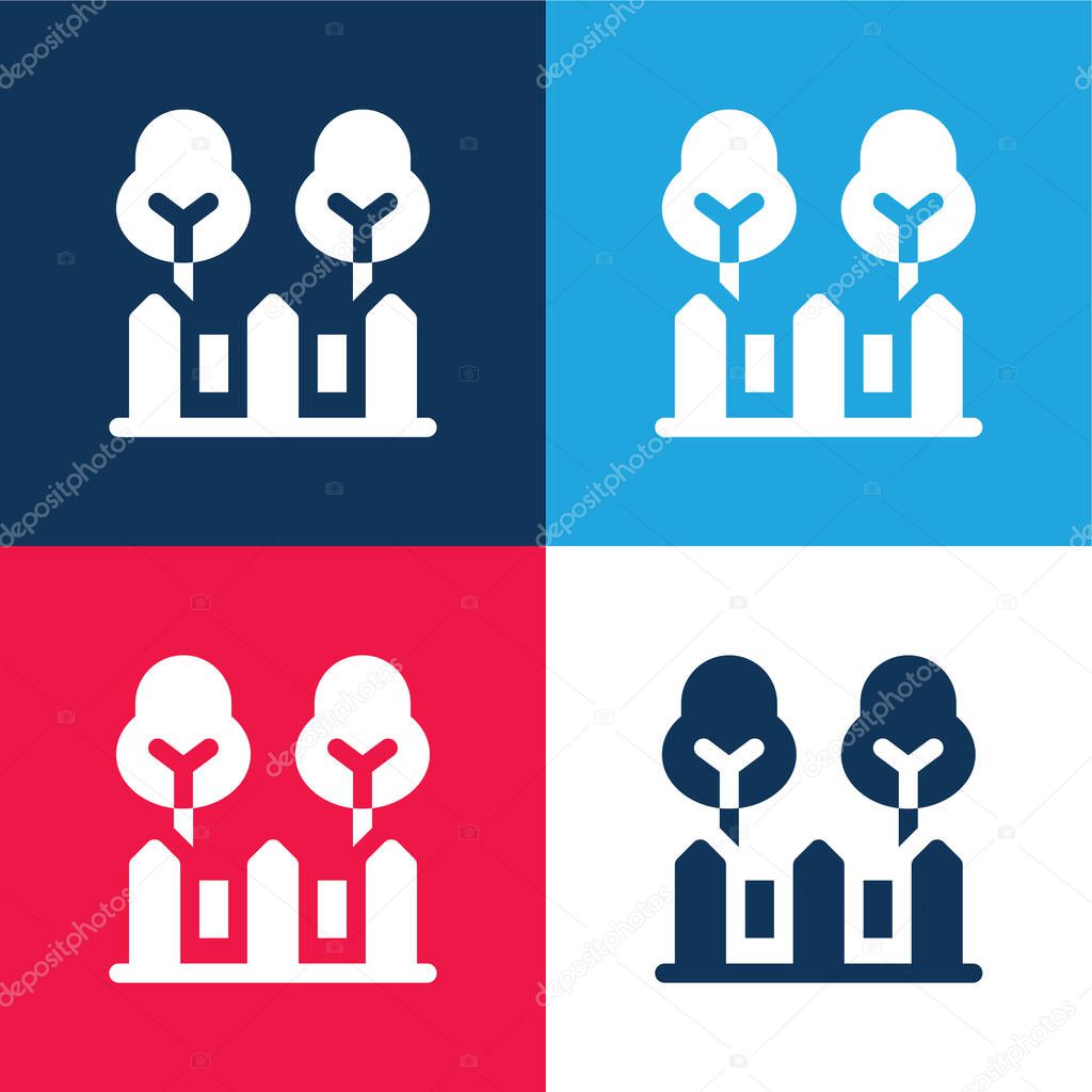 Backyard blue and red four color minimal icon set