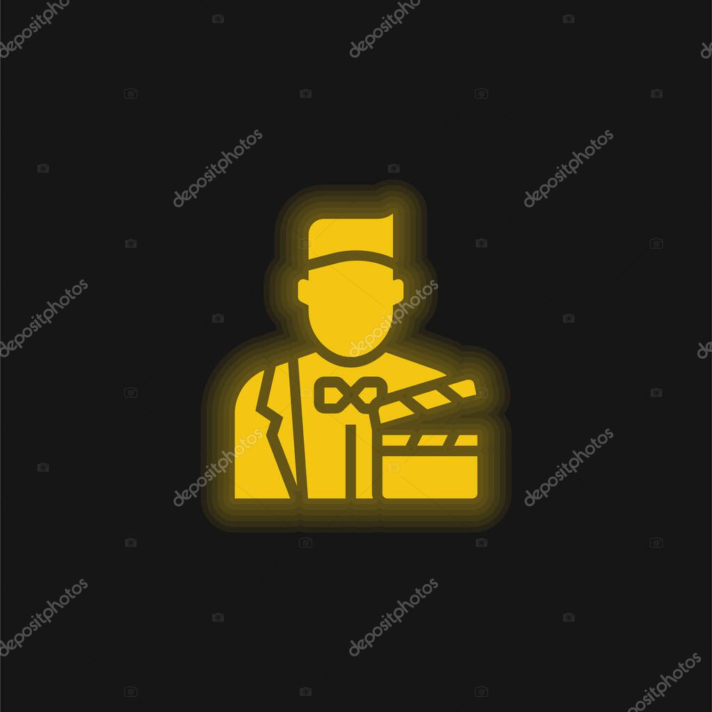 Actor yellow glowing neon icon