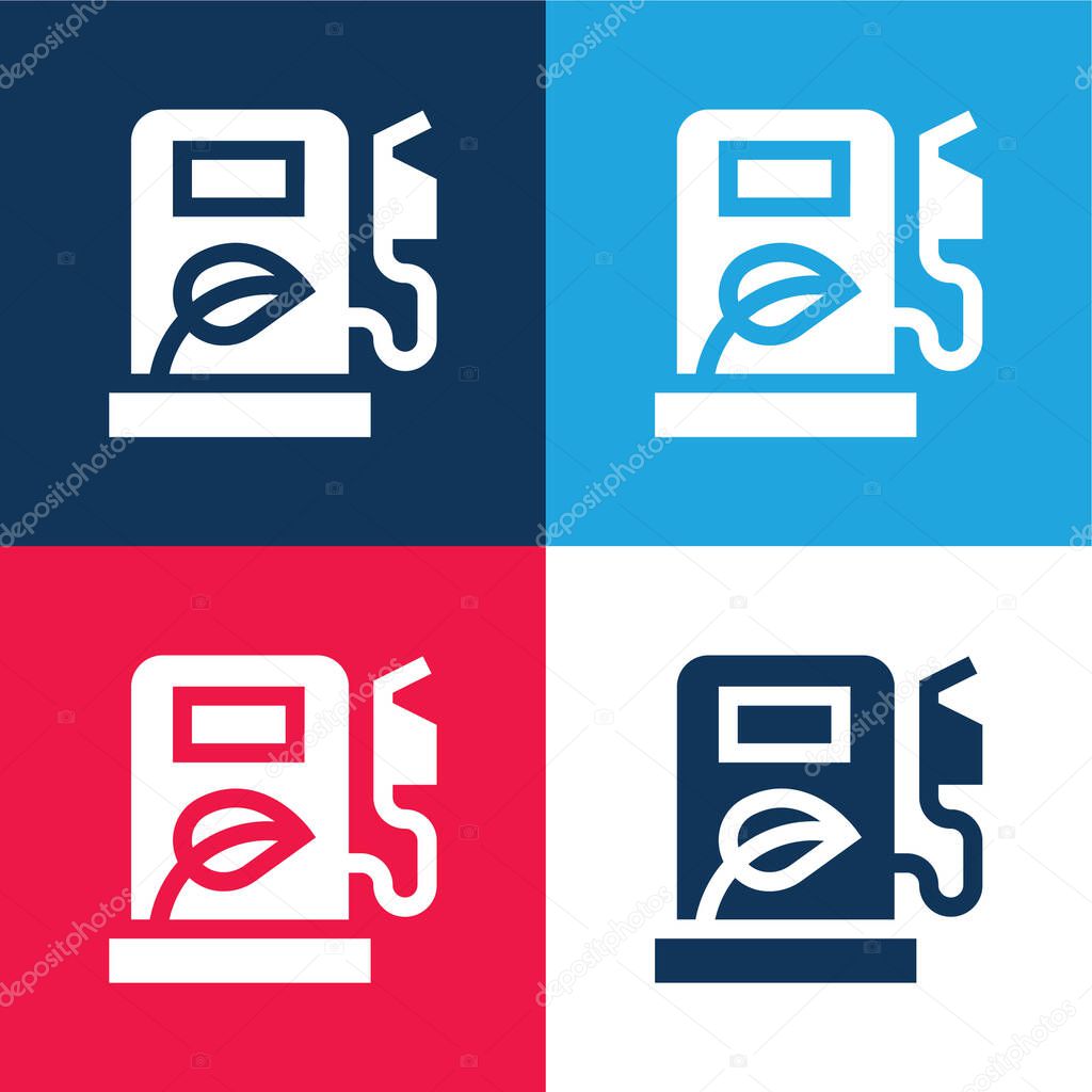 Biofuel blue and red four color minimal icon set