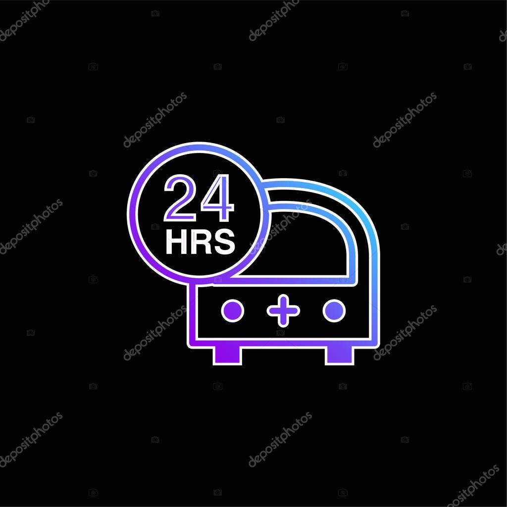 24 Hours Emergency Ambulance blue gradient vector icon