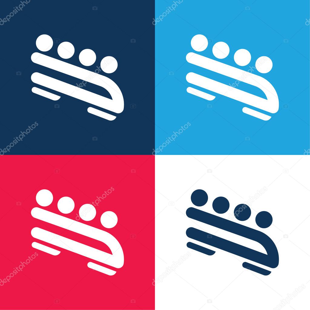 Bobsled blue and red four color minimal icon set
