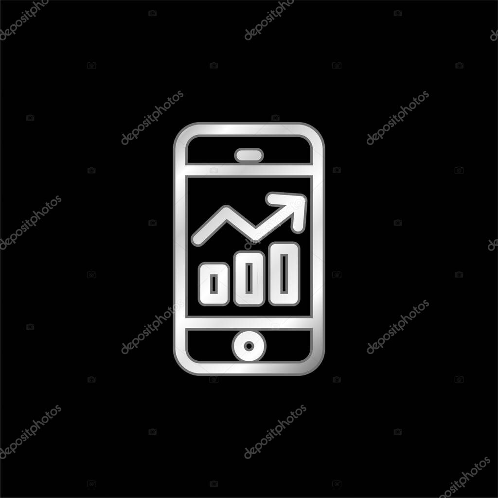Analytics silver plated metallic icon