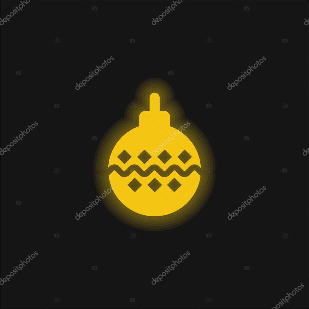 Bauble yellow glowing neon icon