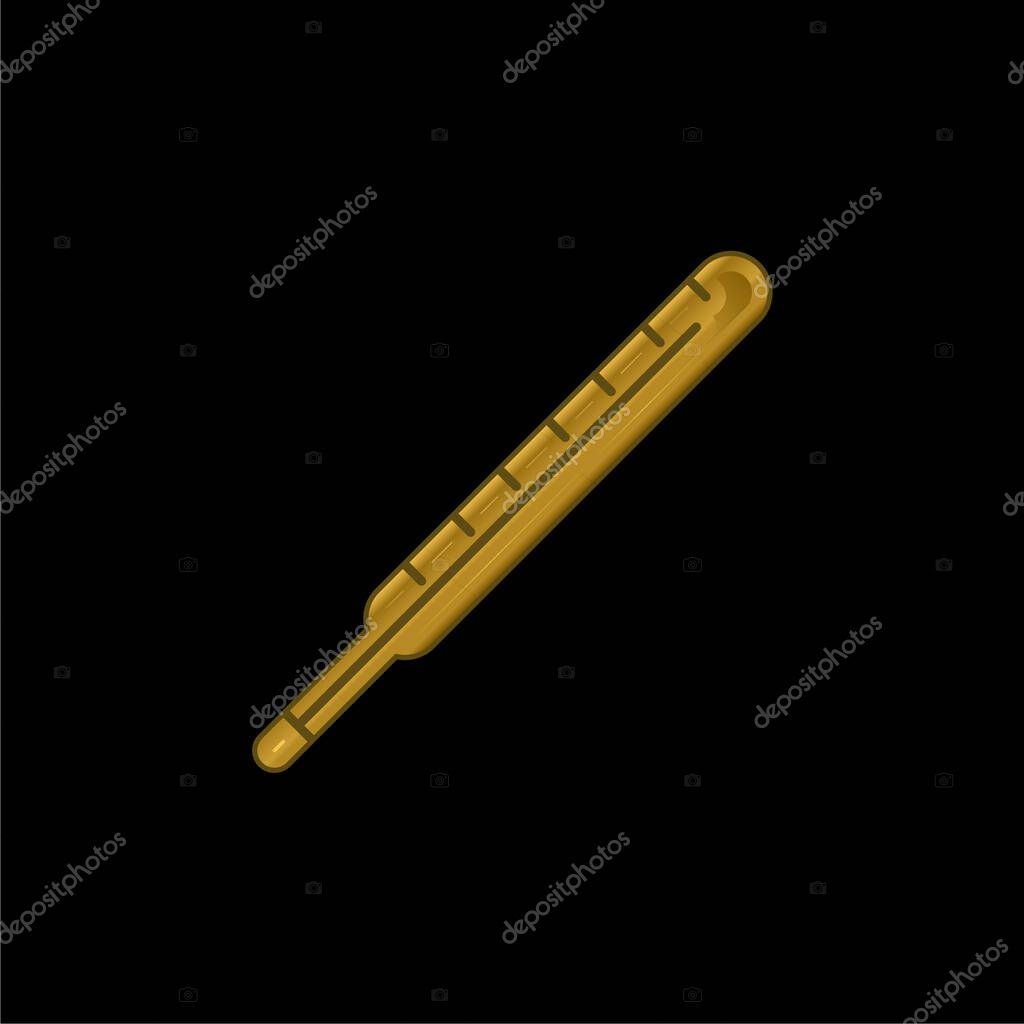 Body Thermometer gold plated metalic icon or logo vector