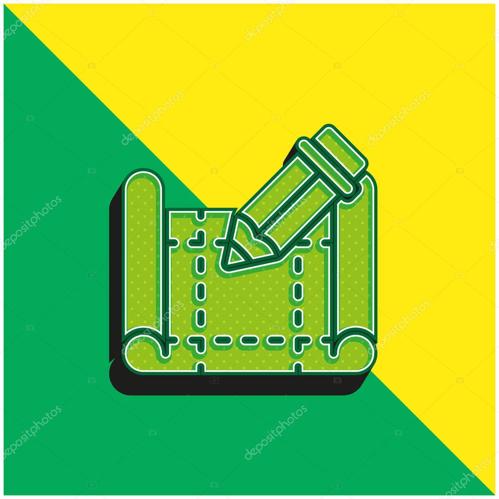 Blueprint Green and yellow modern 3d vector icon logo