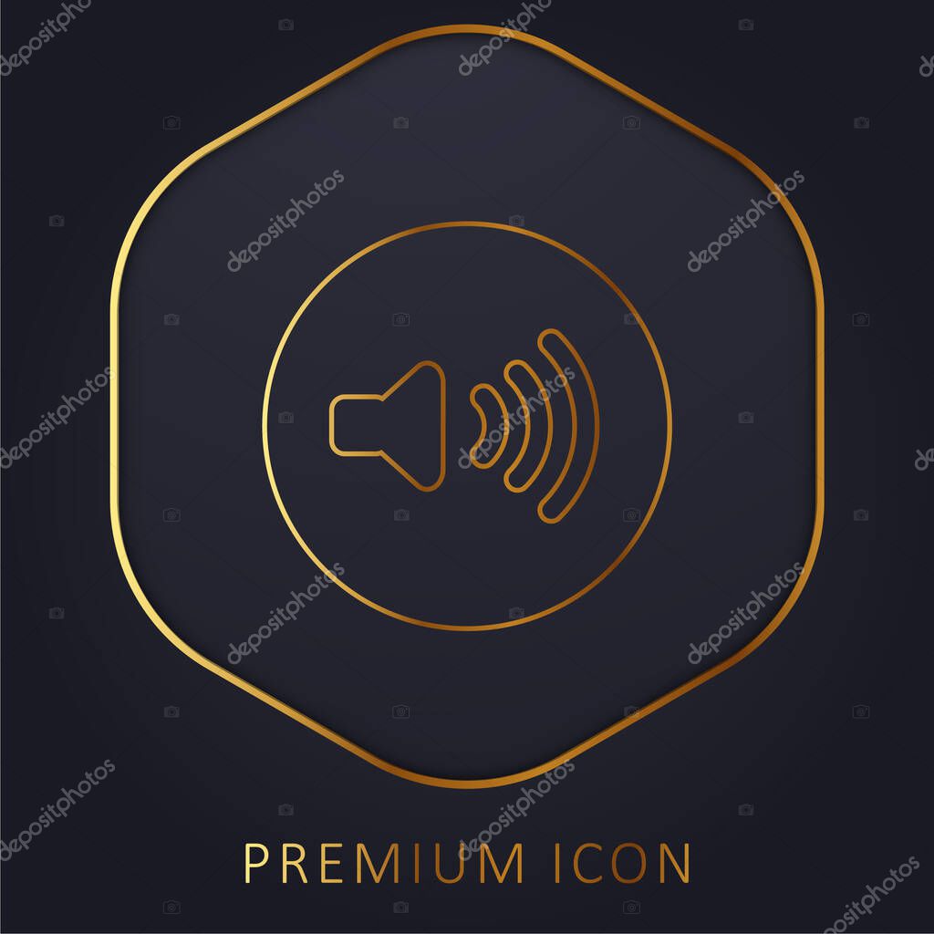 Audio Control Button golden line premium logo or icon