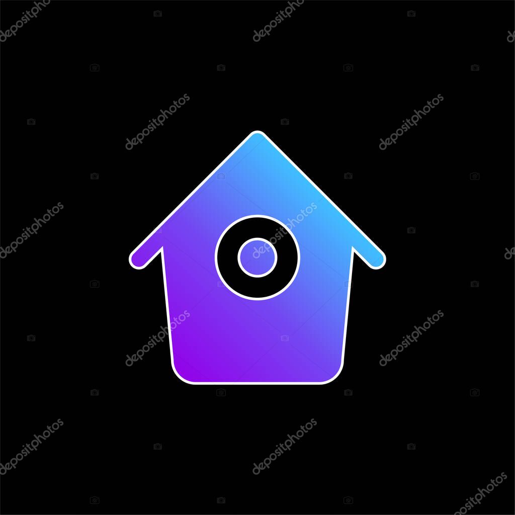 Bird House With Small Round Hole blue gradient vector icon