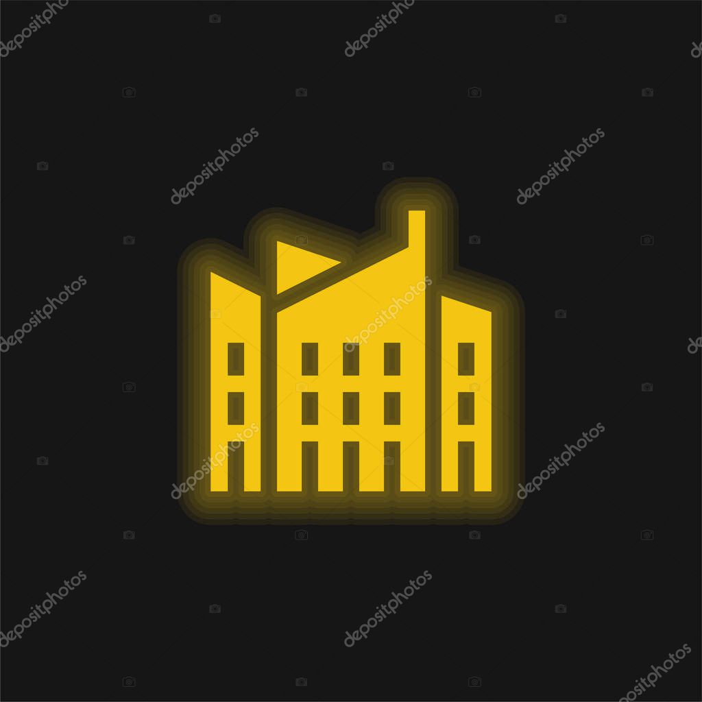 Architecture yellow glowing neon icon