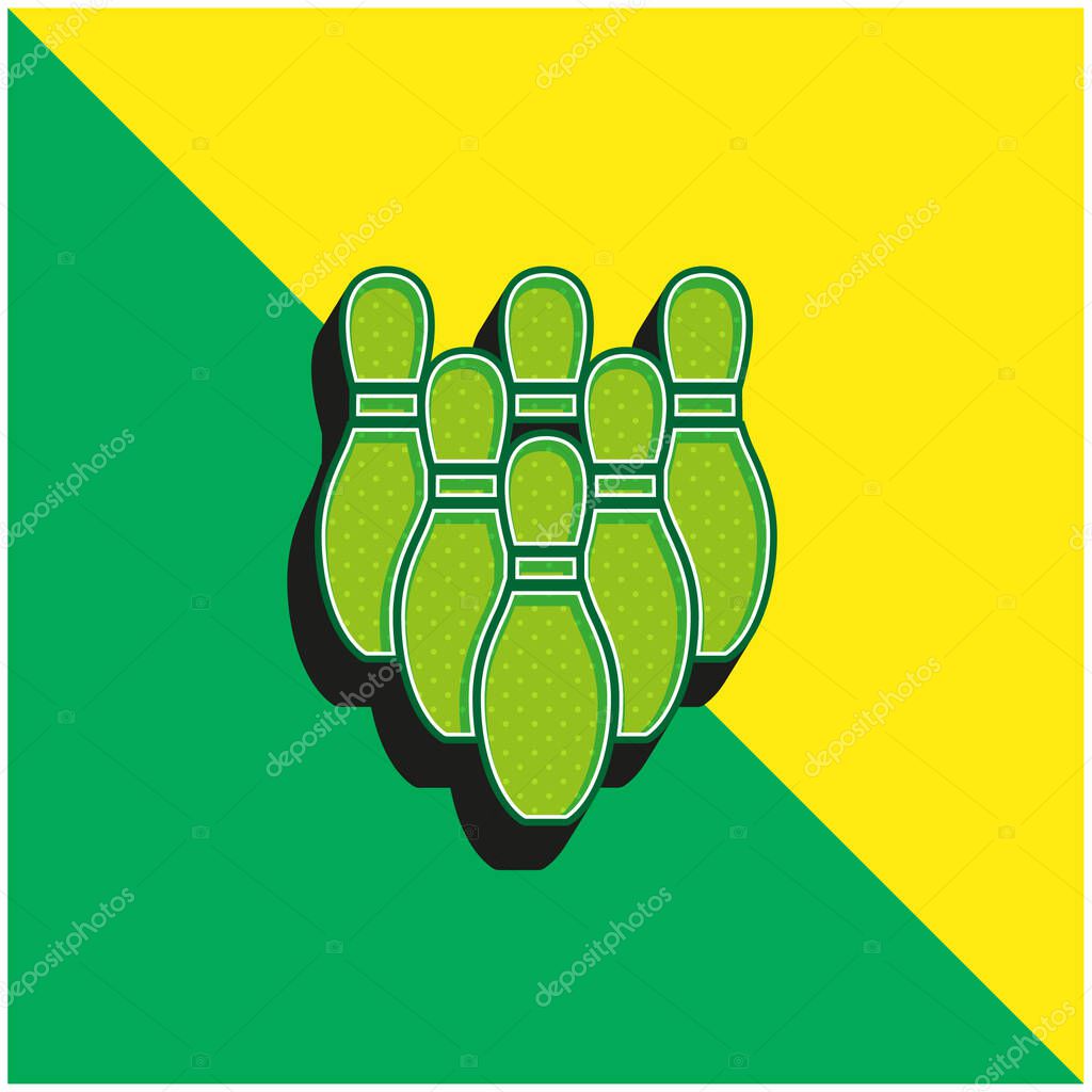 Bowling Pins Green and yellow modern 3d vector icon logo