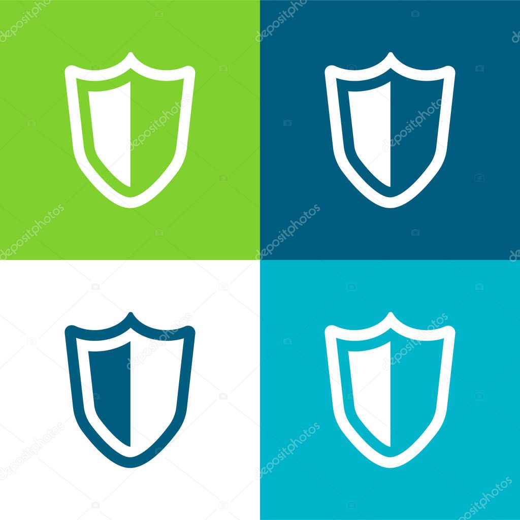 Big Defense Shield Flat four color minimal icon set
