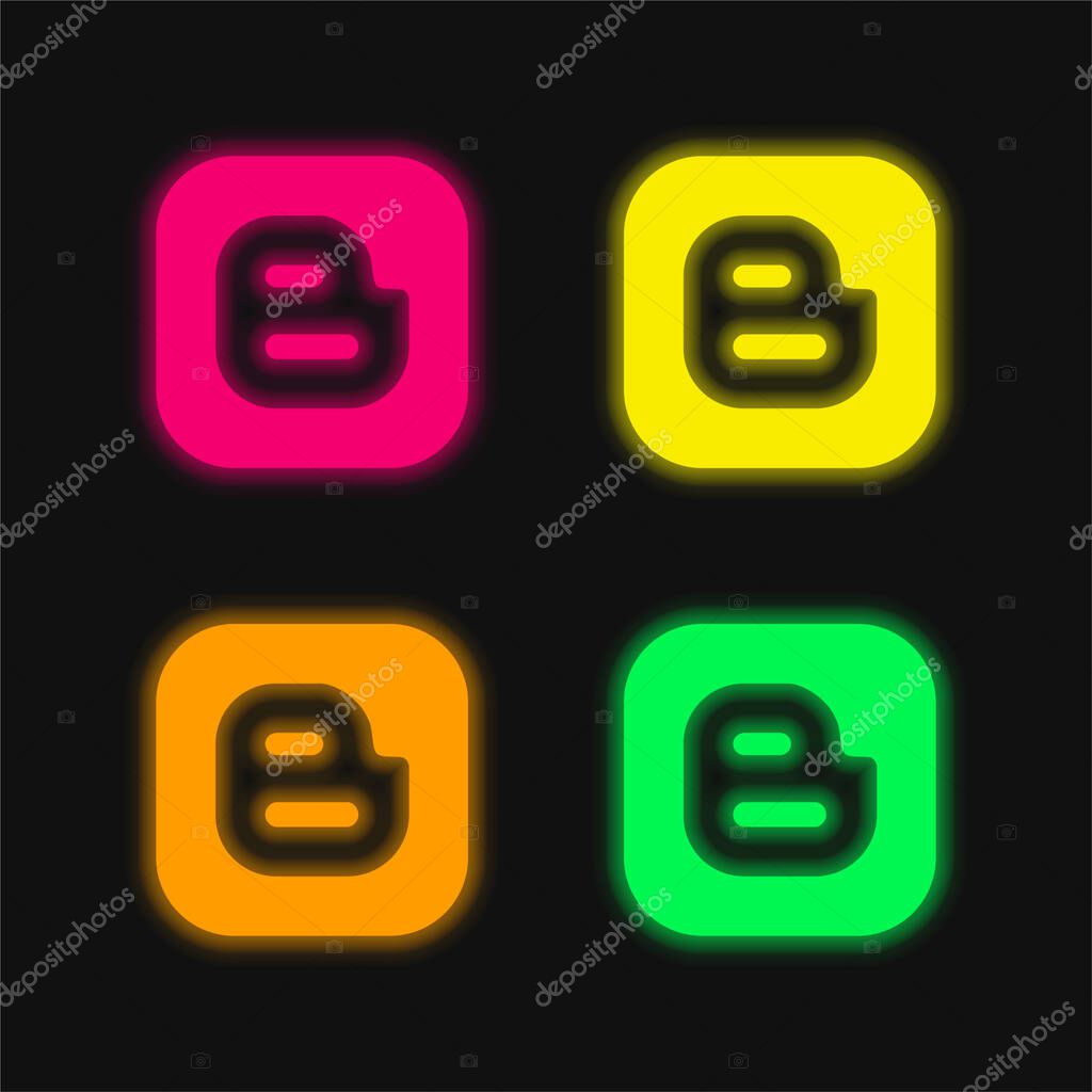 Blogger four color glowing neon vector icon