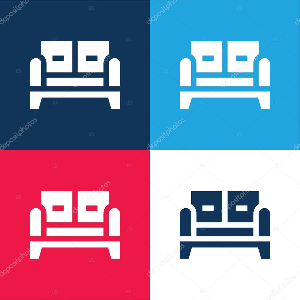 Armchair blue and red four color minimal icon set