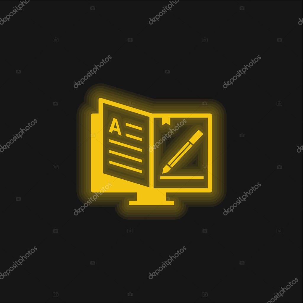 Book yellow glowing neon icon