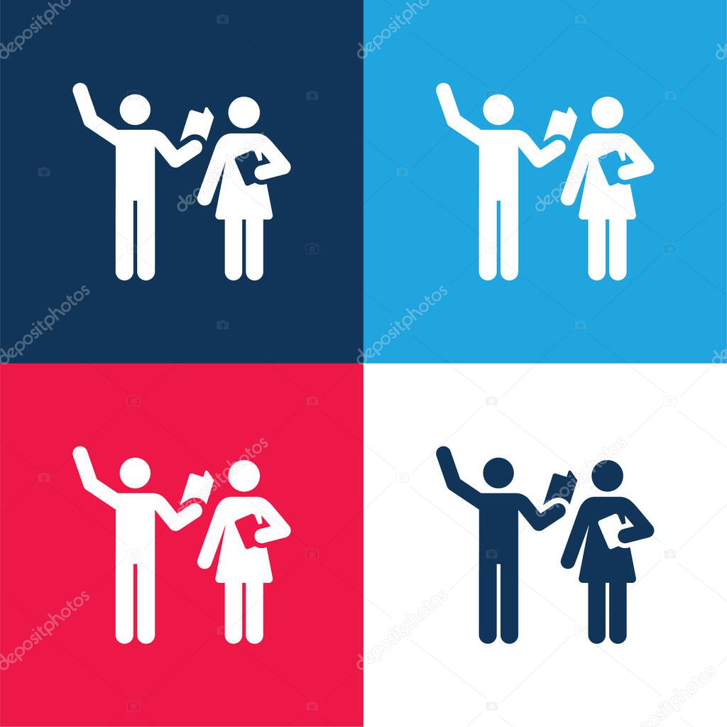 Acting Class blue and red four color minimal icon set