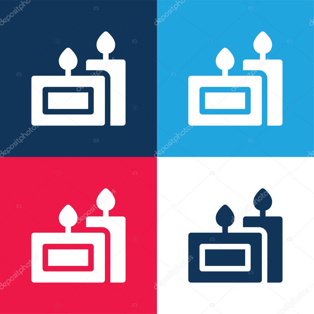 Aromatic Candle blue and red four color minimal icon set