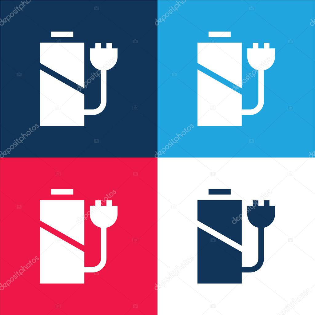 Battery Level blue and red four color minimal icon set