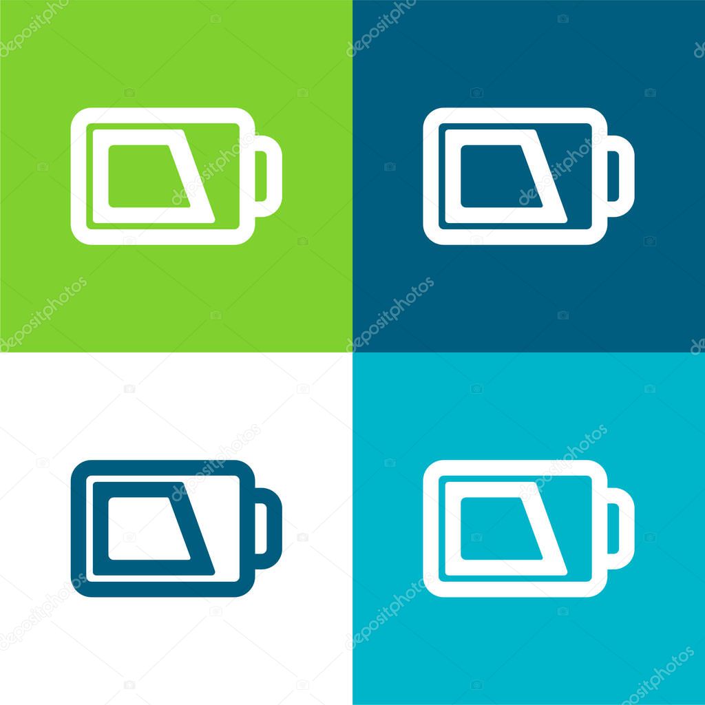 Battery Outline With Charge Flat four color minimal icon set