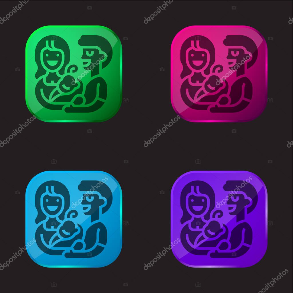 Adoption four color glass button icon