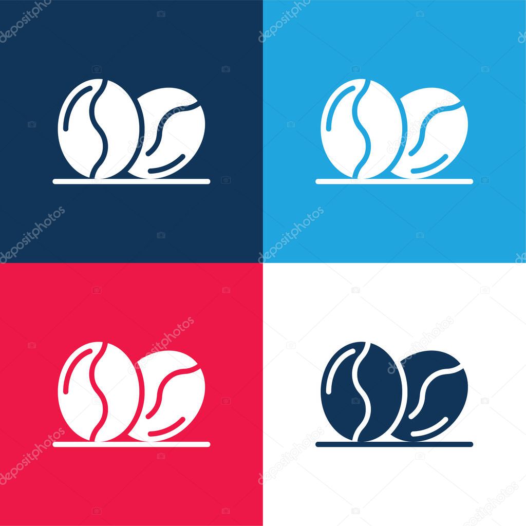 Beans blue and red four color minimal icon set