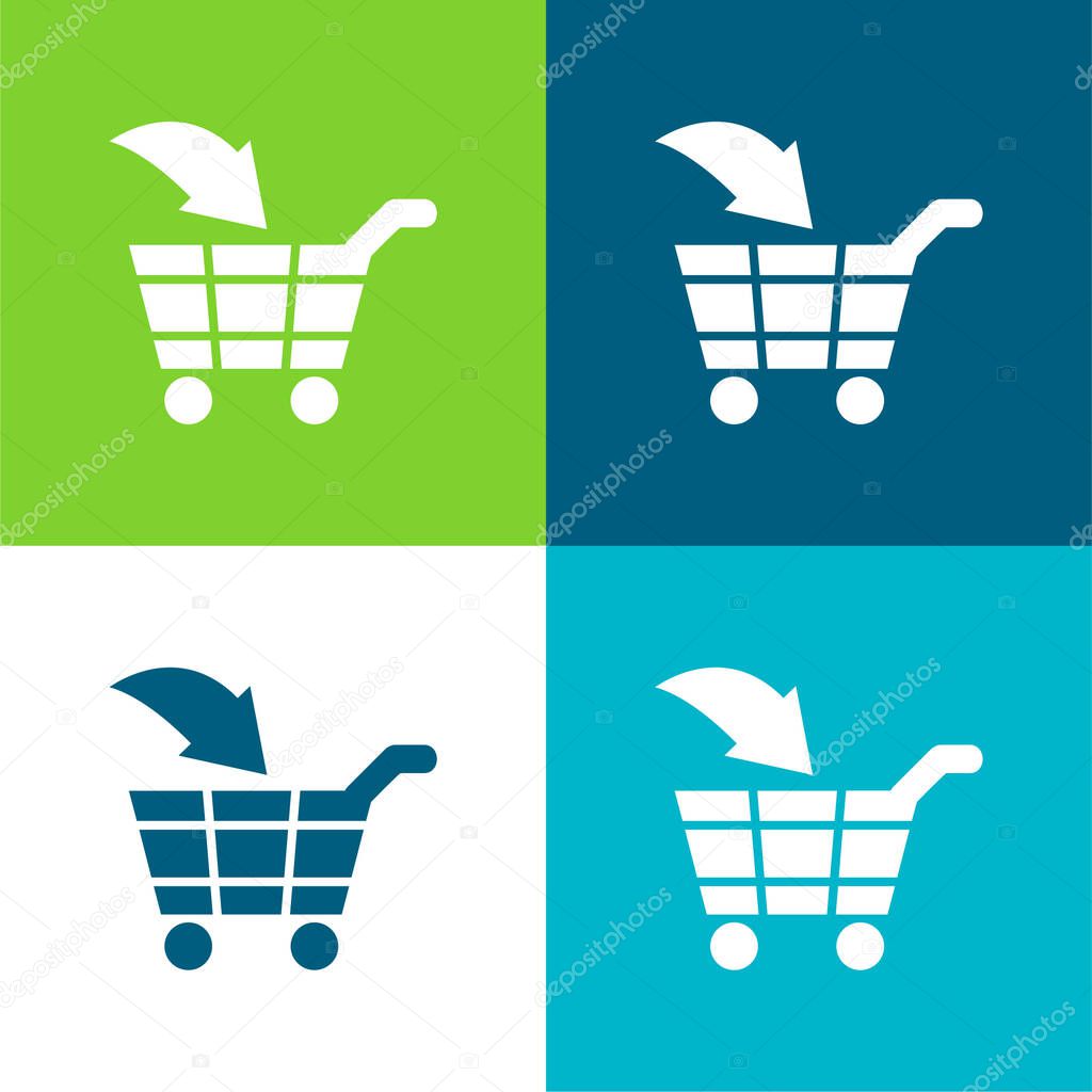 Add To Cart Commercial Symbol Flat four color minimal icon set