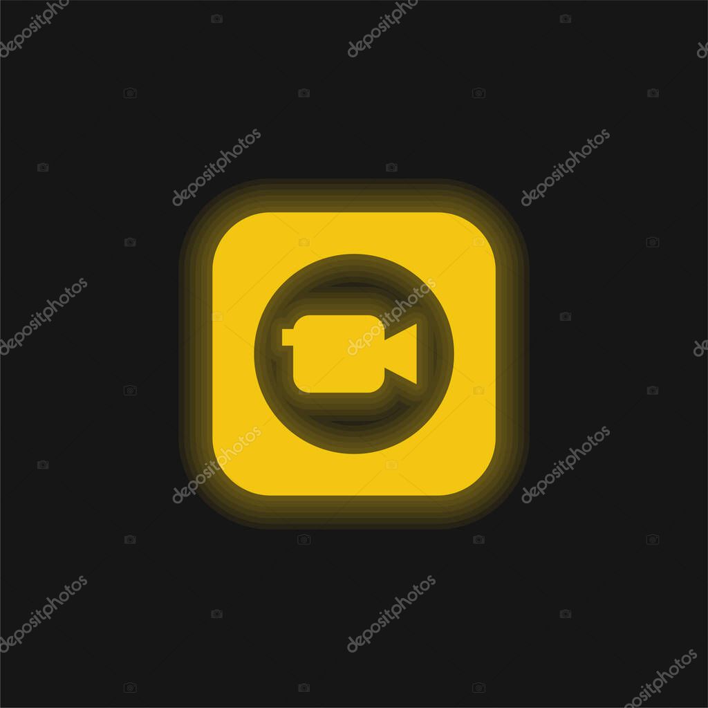 Apple yellow glowing neon icon