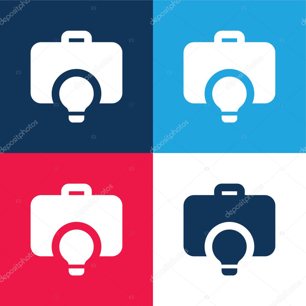 Briefcase blue and red four color minimal icon set