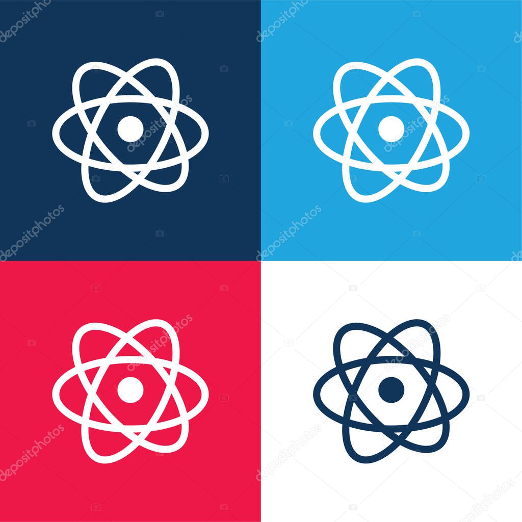 Atom blue and red four color minimal icon set