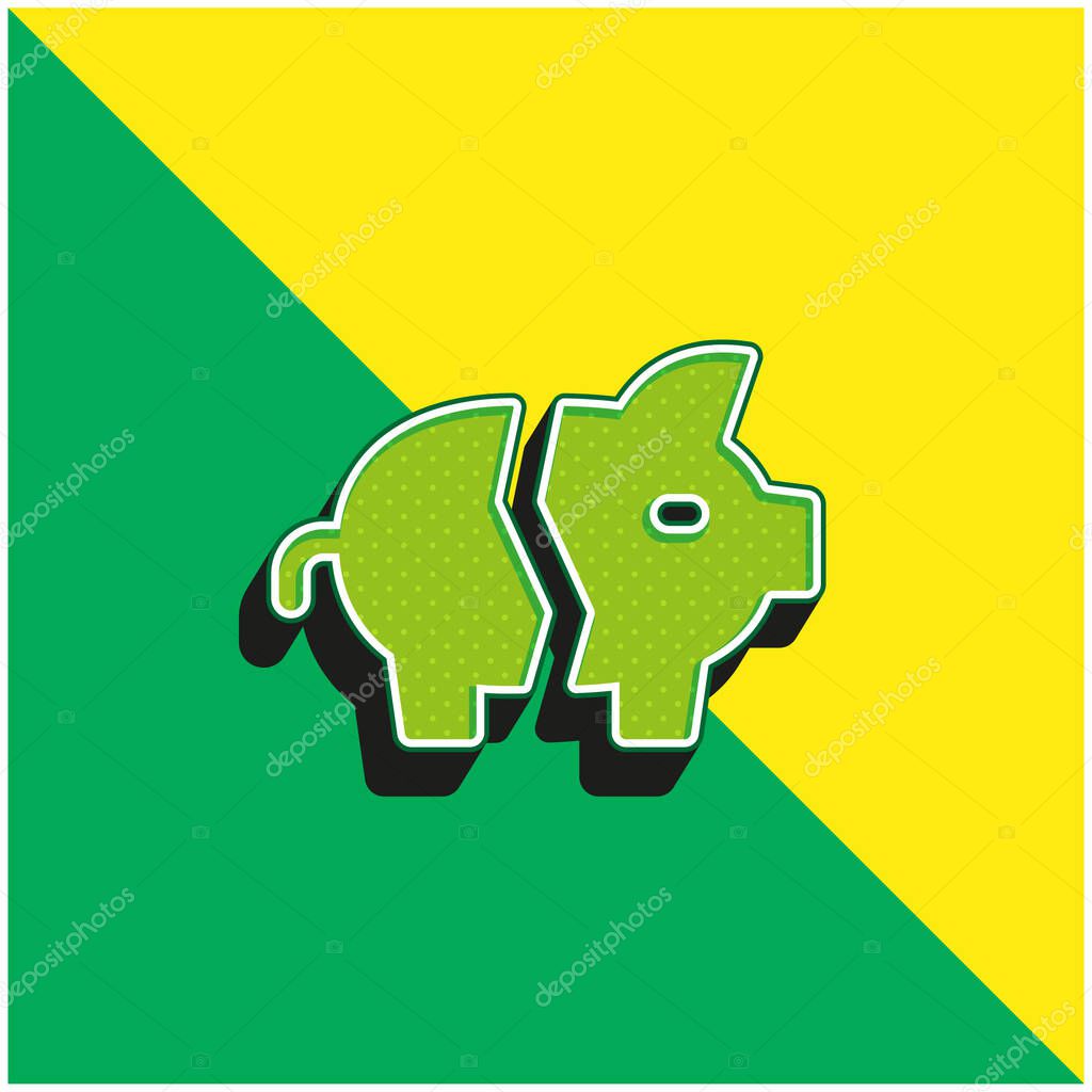 Bankrupt Green and yellow modern 3d vector icon logo