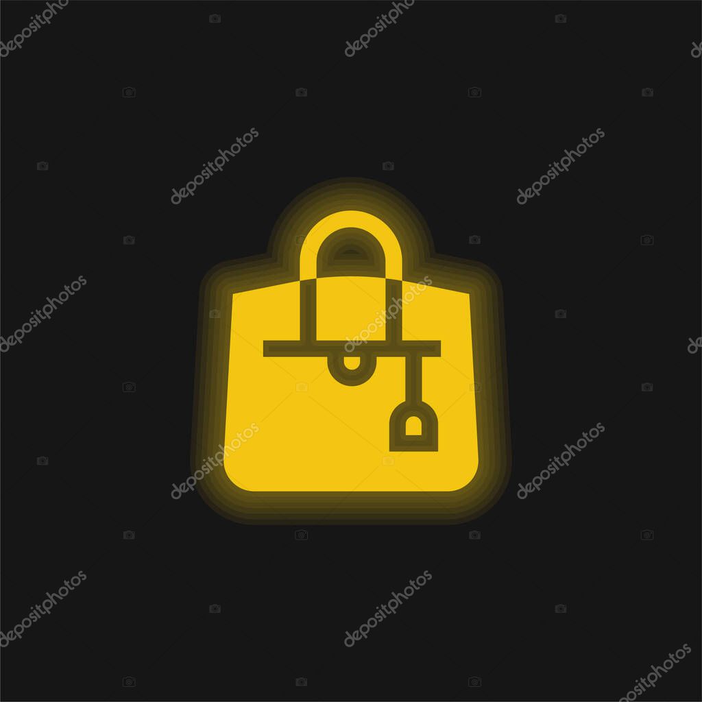 Bag yellow glowing neon icon