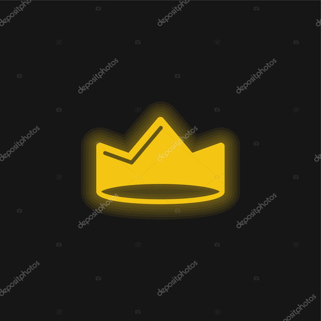 Crown yellow glowing neon icon