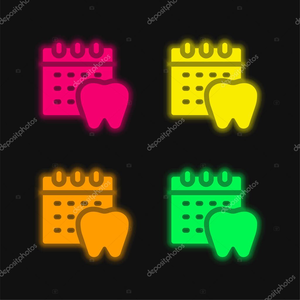 Appointment four color glowing neon vector icon