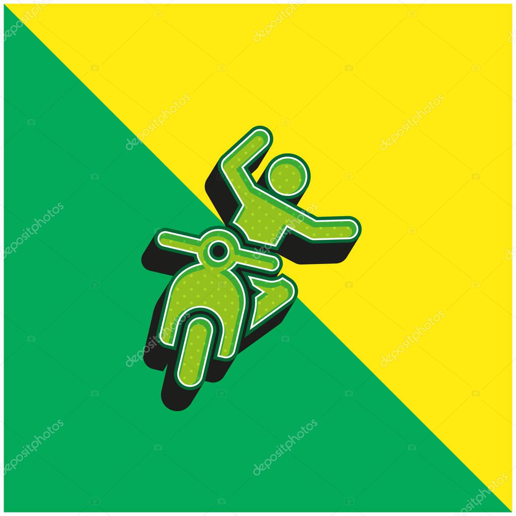 Accident Green and yellow modern 3d vector icon logo