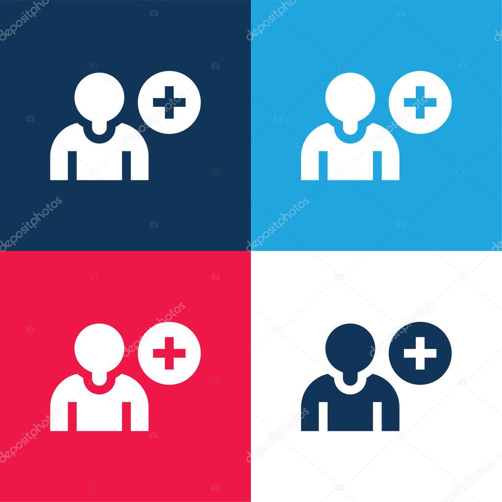 Add Friend blue and red four color minimal icon set
