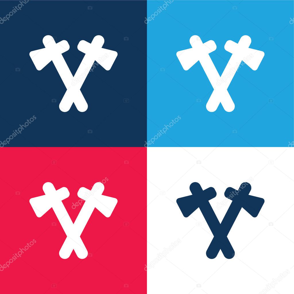 Axes blue and red four color minimal icon set