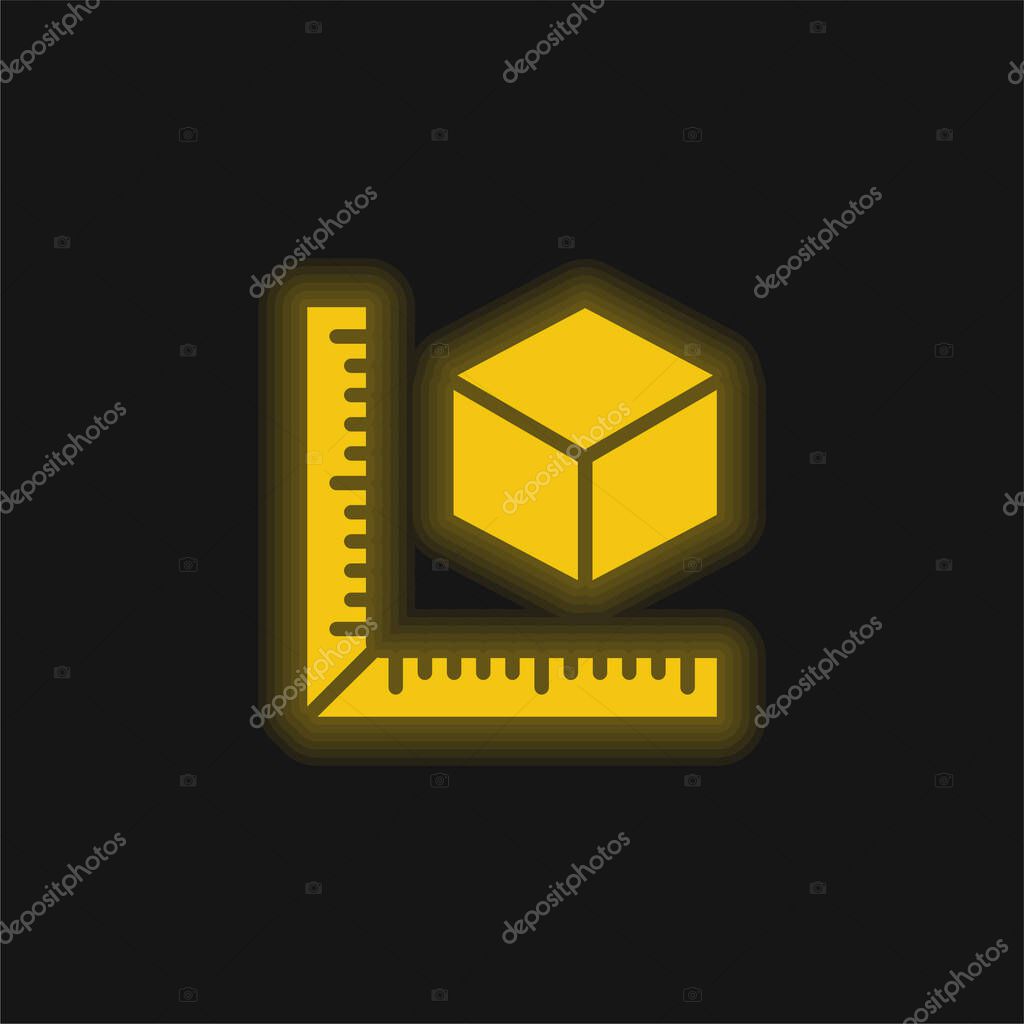 3d Printing Measure yellow glowing neon icon