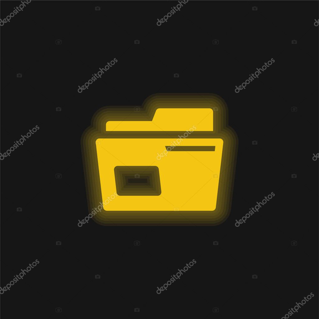 Archive yellow glowing neon icon