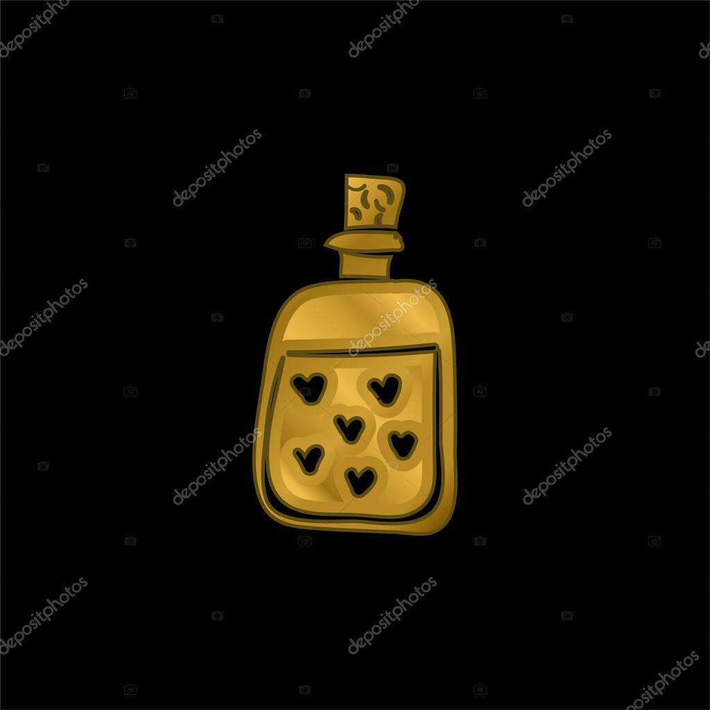 Bottle gold plated metalic icon or logo vector