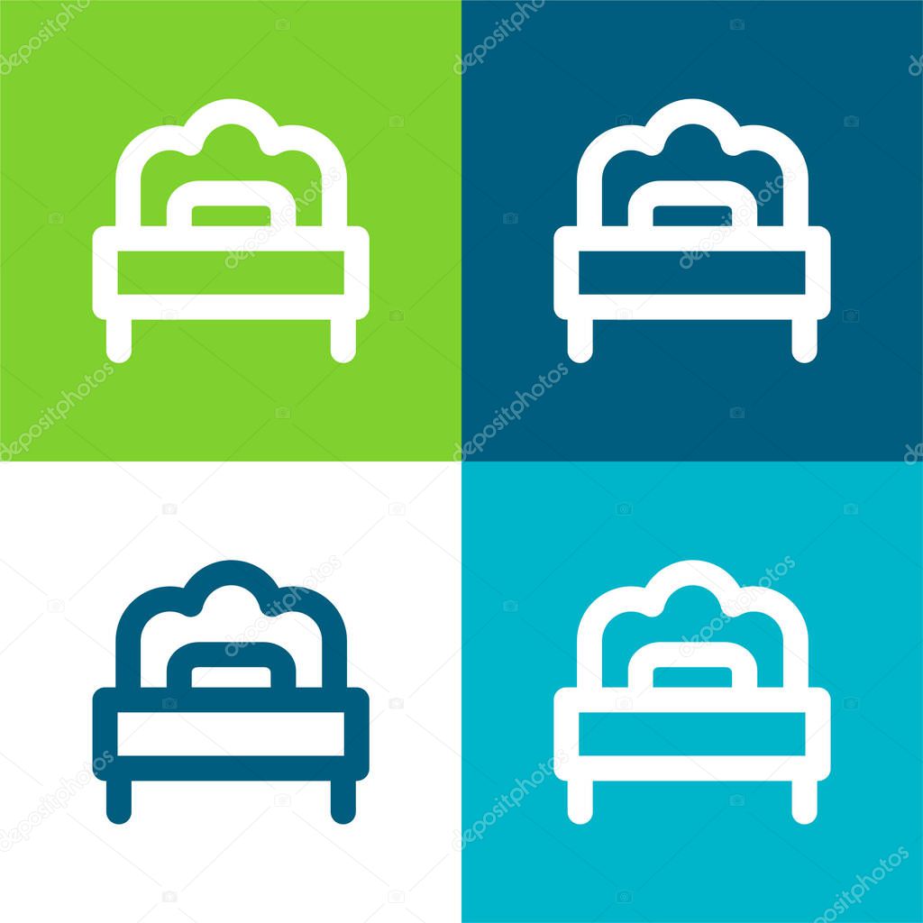 Bed Flat four color minimal icon set