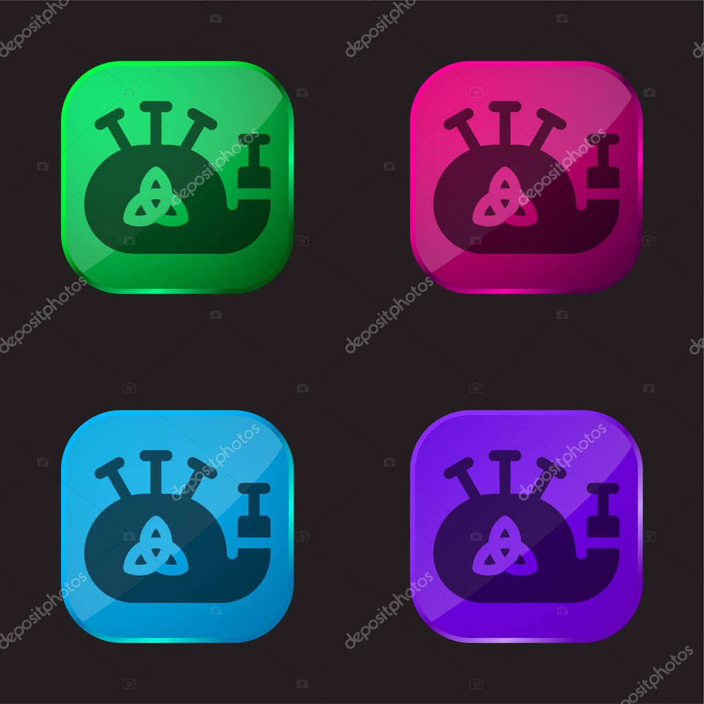 Bagpipe four color glass button icon