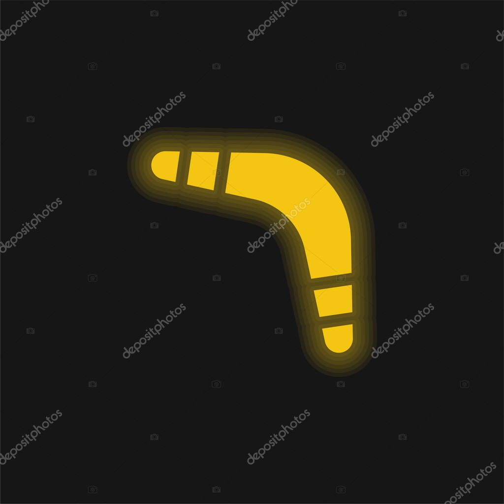 Boomerang yellow glowing neon icon
