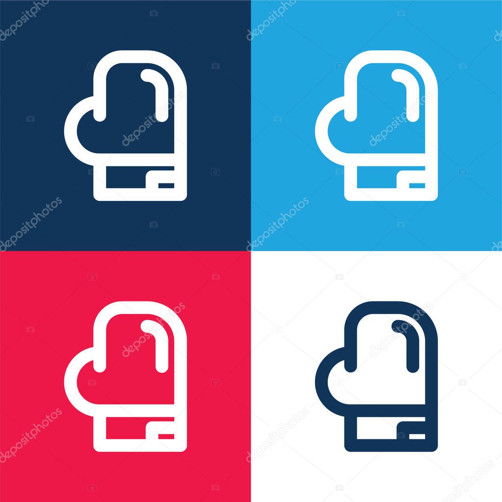 Boxing blue and red four color minimal icon set