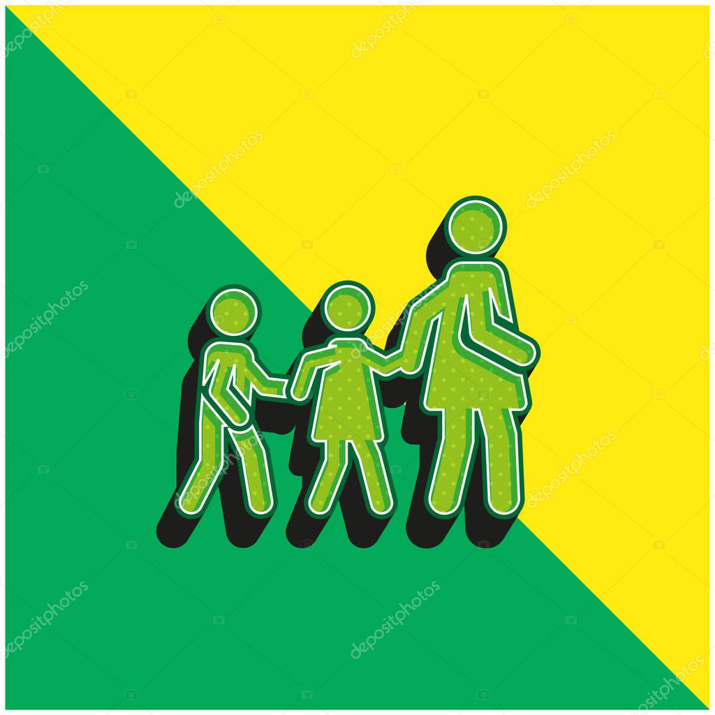 Babysitter Green and yellow modern 3d vector icon logo
