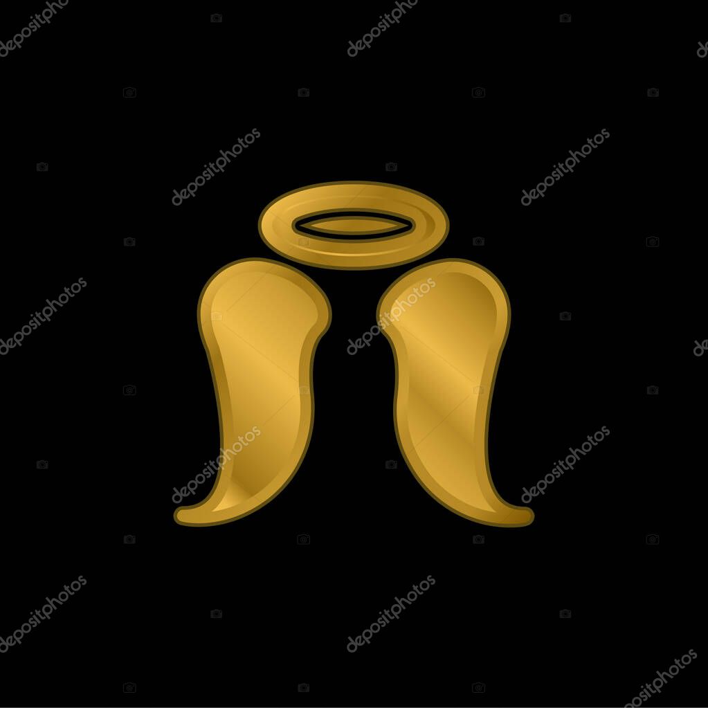 Angel gold plated metalic icon or logo vector