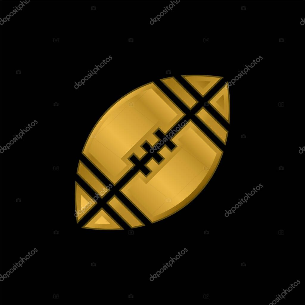 American Football gold plated metalic icon or logo vector