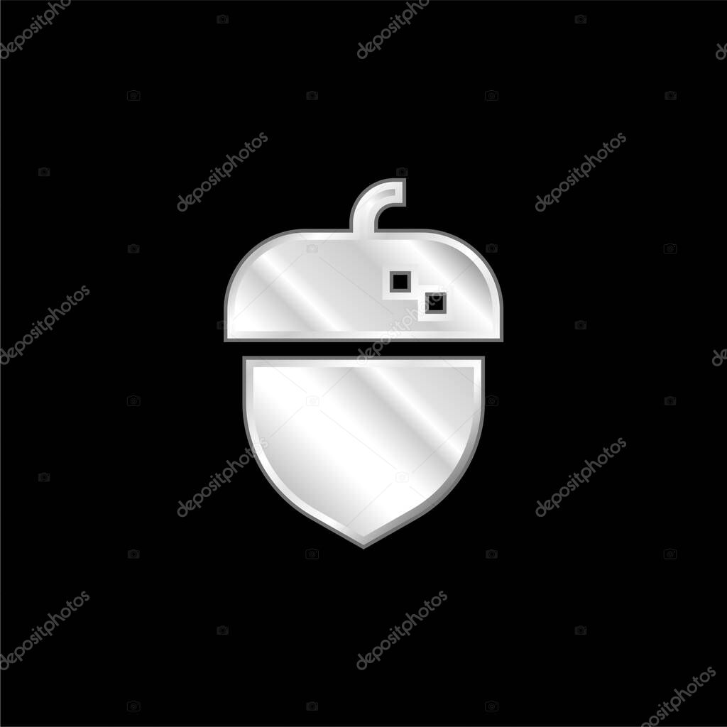 Acorn silver plated metallic icon